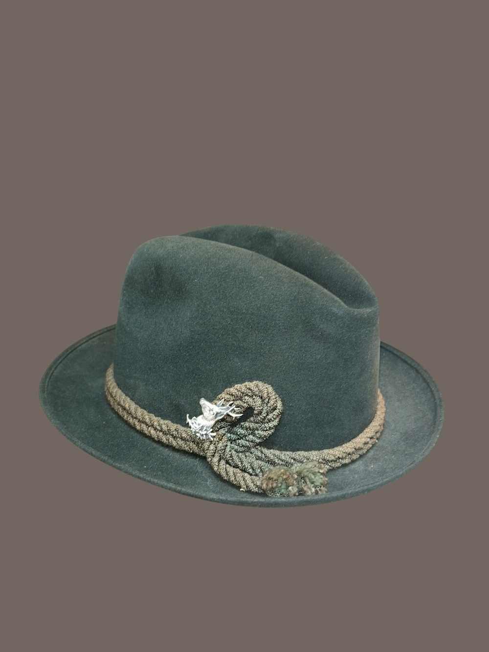 Vintage Melton Olive Green Felted Alpine Fedora Men’s Tyrolean Hat Size 7 1/4